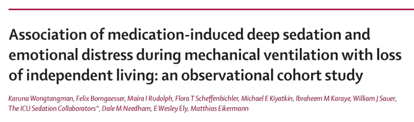 机械通气期间药物诱导的深度镇静、情绪困扰与独立生活能力丧失的关联：一项观察性队列研究