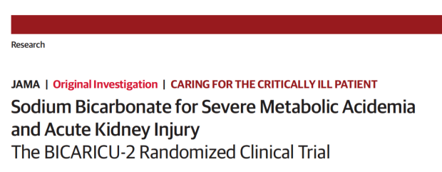 碳酸氢钠用于严重代谢性酸中毒和急性肾损伤：BICARICU-2随机临床试验